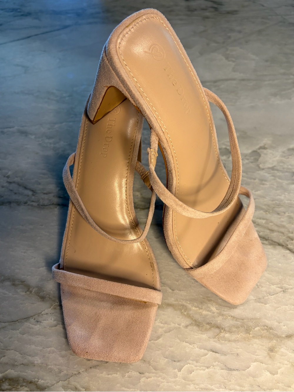 The Drop Women's Blush Strappy Square-Toe Heels